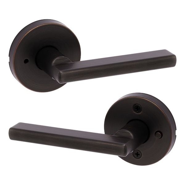 Halifax Lever with Round Rose Privacy Door Lock with 6AL Latch and RCS Strike Venetian Bronze Finish